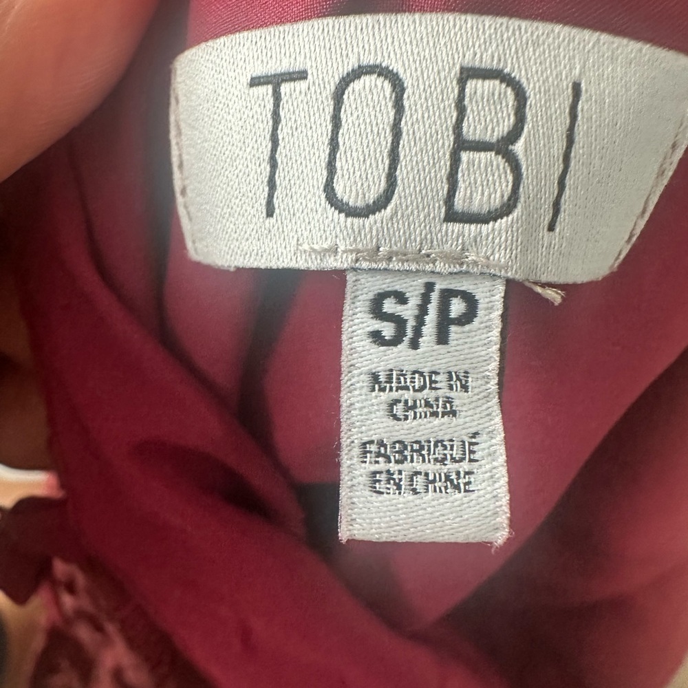 TOBI JUST US TWO LACE SKATER MINI DRESS BURGUNDY, SMALL - Picture 3 of 10